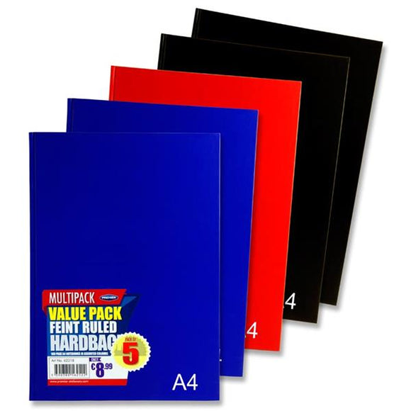 A4 Hardback - Pack of 5 - Bold Colours